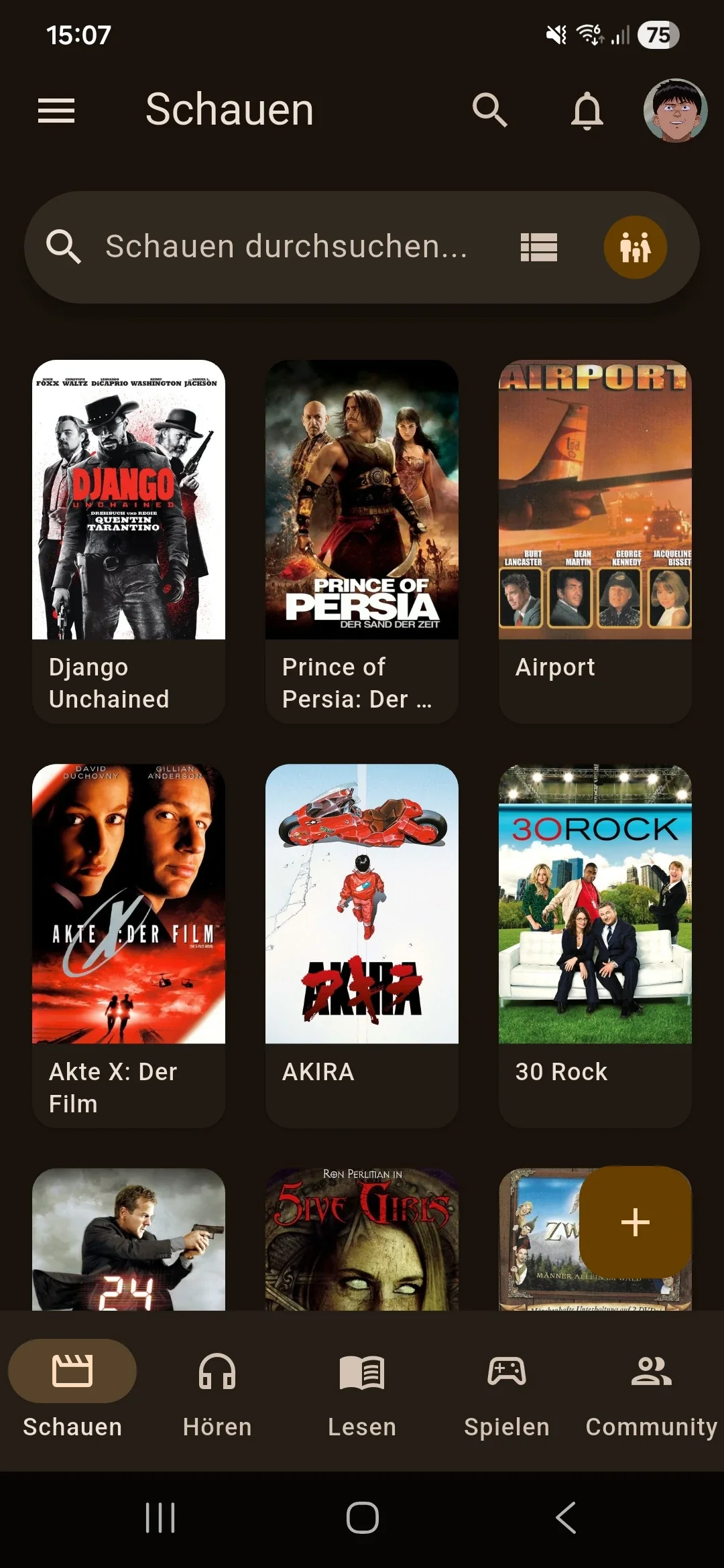 Homeflix RWM - Mediensammlung-Ansicht