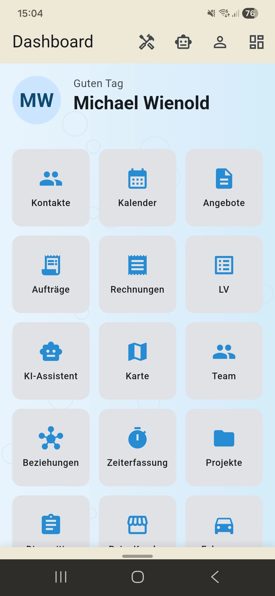 Wienold-IT Office - Dashboard-Ansicht
